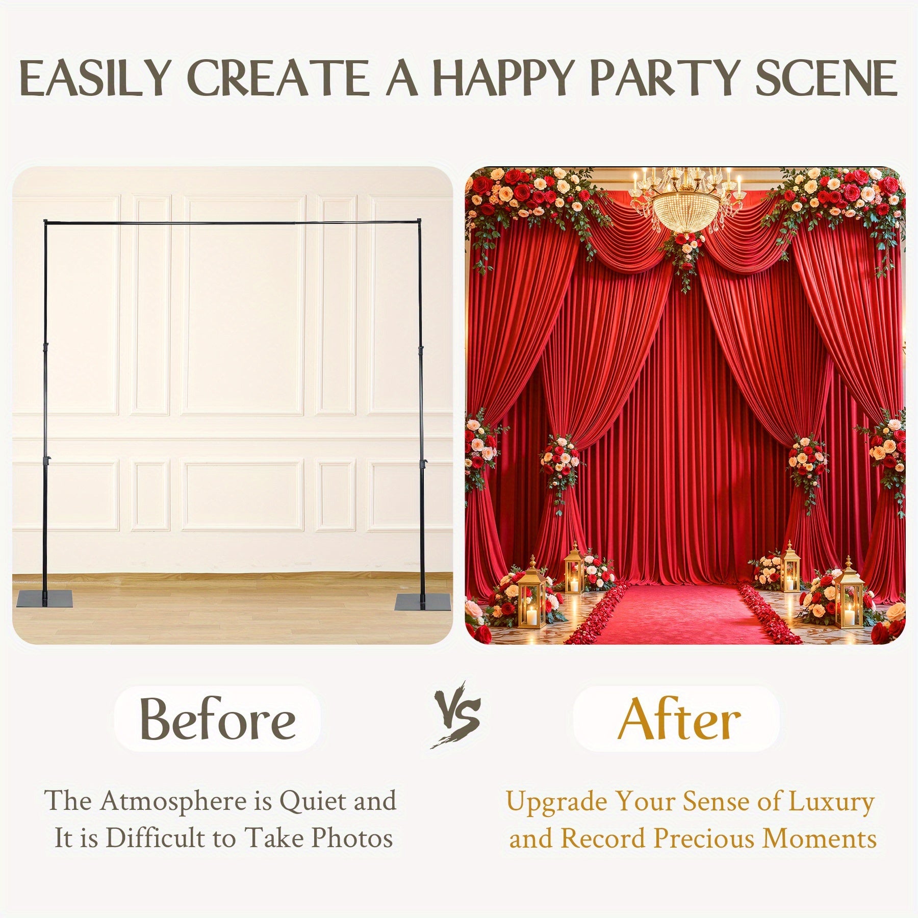 4pcs Of 5ft*10ft Elegant Polyester Spandex Photography Background Cloth, Banquet Decoration Curtains with Pole Bags, Soft And Smooth, Wear-resistant And Wrinkle-resistant, Suitable for Weddings, Birthdays, Banquets, Balls And Other Activities.