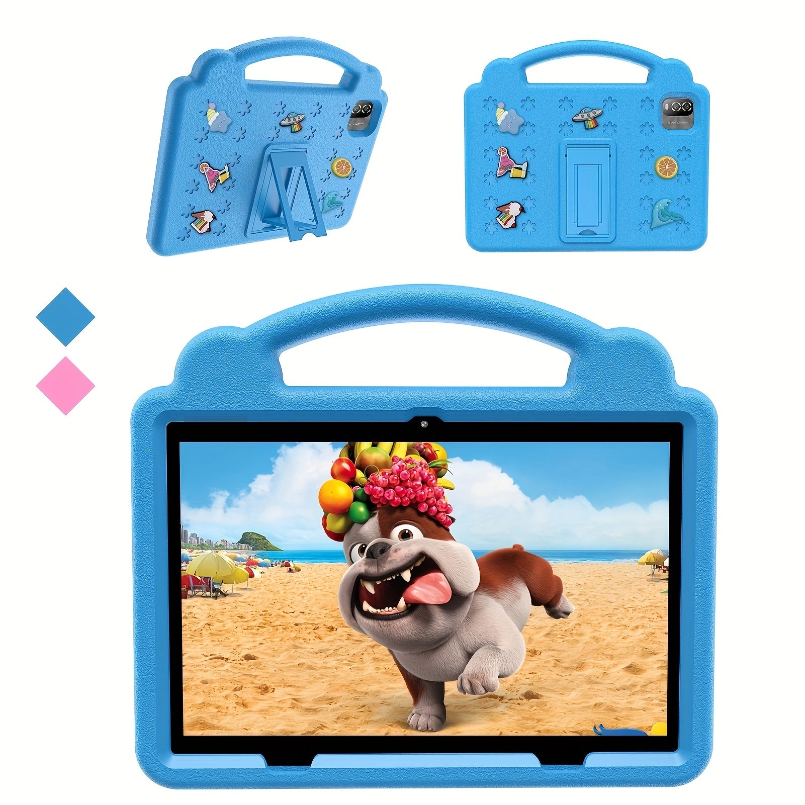 [10.1-Inch Kids' Tablet] Android 15 Tablet, 10.1-Inch Kids' Tablet with Protective Case, 12GB (3GB + 9GB Expandable) ROM, 64GB RAM, Wi-Fi, Dual Cameras, Parental Controls, Pre-Installed Apps And Games, Educational Tablet for Preschoolers with Case, Tablet