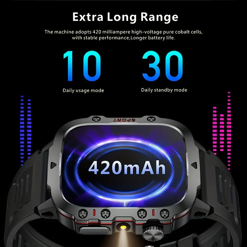 2025 New [Dual Strap] Multi-function Smart Watch Wireless Call And Music Playback Outdoor Sports Headphones USB Magnetic Charging HIFI Sound HD Lens Black Technology Push Button Control Built-in Microphone with Light UV Protected Christmas Gift New