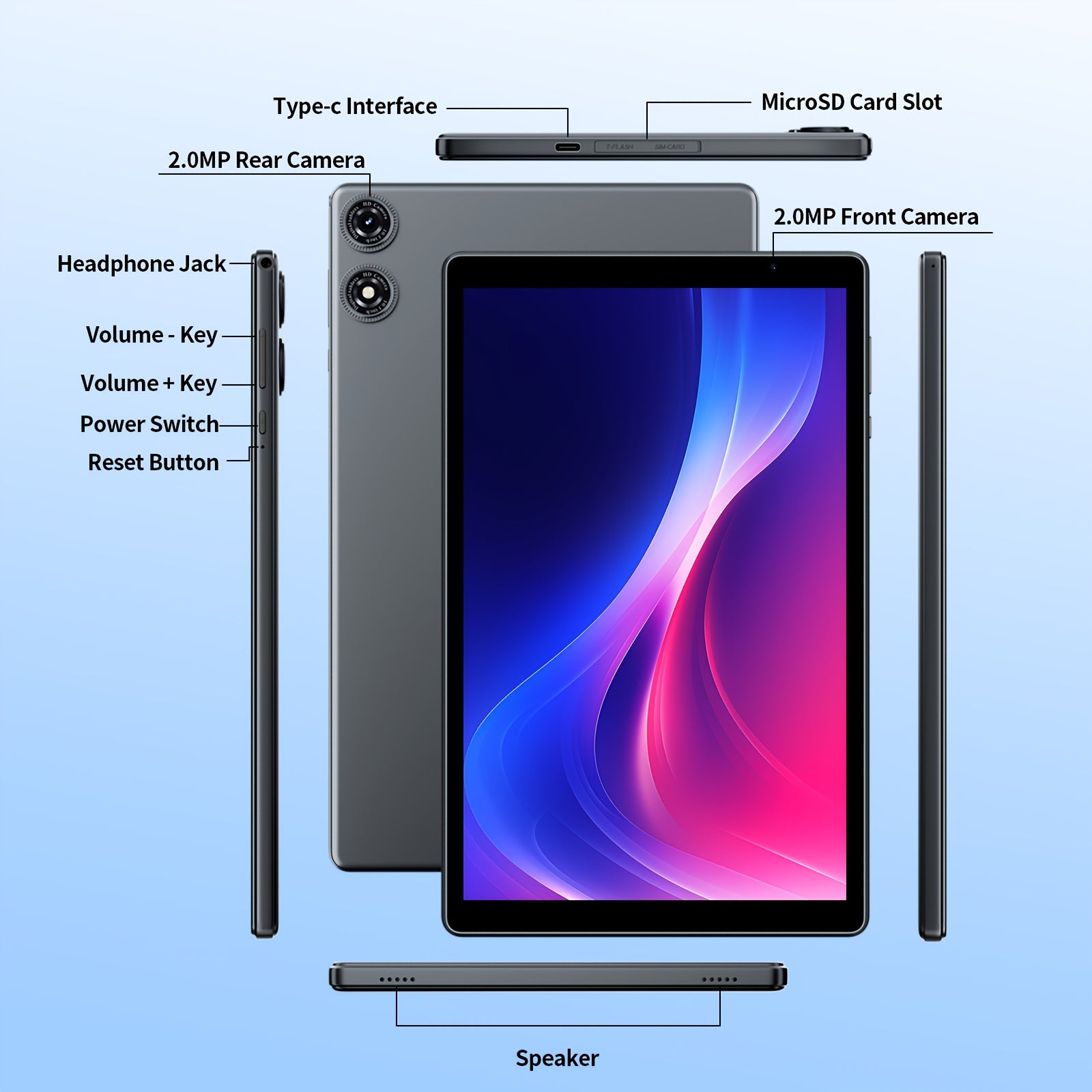 [Android 2-in-1 Tablet] Android 2-in-1 Tablet, 10. 1-inch, Running the Latest Android 15 System, 32GB Storage Expandable up to 1TB, 8GB RAM with 3GB+5GB Expandable Memory, Available with Keyboard, Protective Case, Mouse, and Stylus Pen, 6000mAh Battery, D