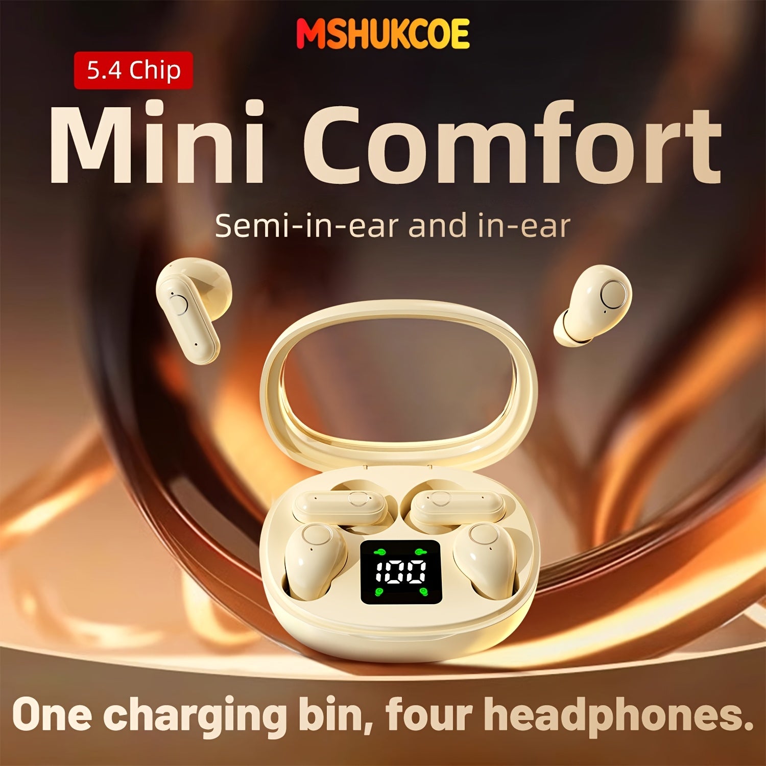 MSHUKCOE 2in1 Wireless Wireless Headphones, Mini Invisible Sleep Earbuds, Sports Noise Cancelling Earphones Comfortable To Wear, Low Bass 6D Sound Effect HIFI Music, For Leisure, Office, And Classroom, Long Battery Life, Suitable For Birthday Gifts