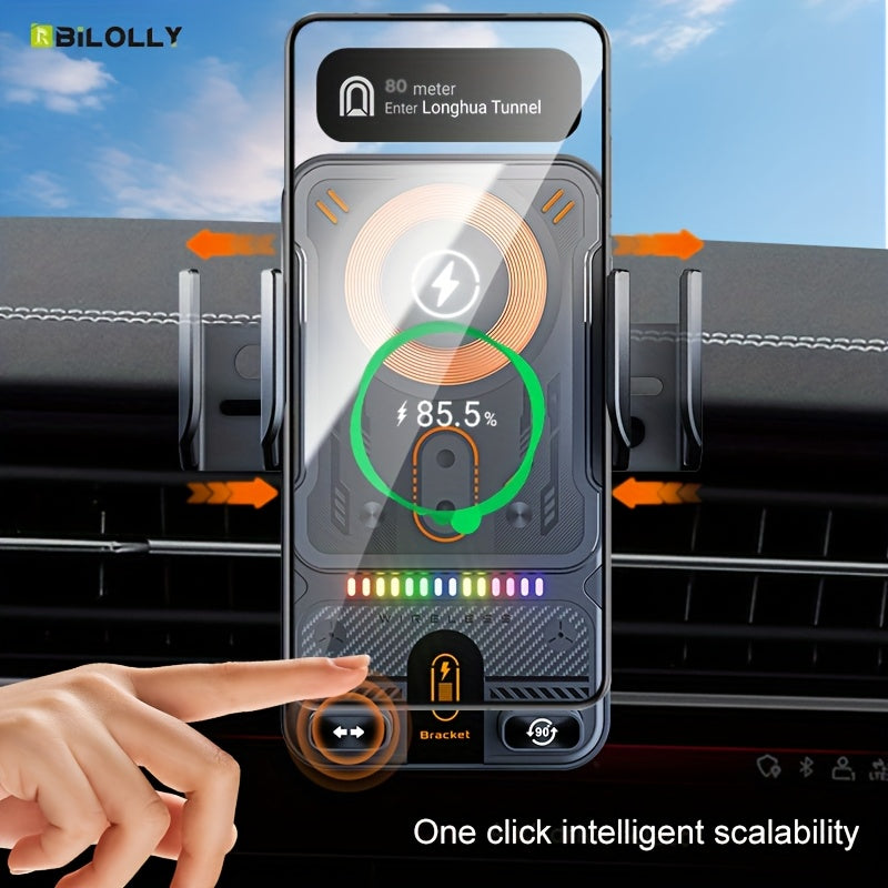 [15W Fast Charge Car Holder] 15W Fast Charge Auto-Sensing Car Wireless Charging Holder | Smart Alignment, Case Friendly, Rotating Magnetic Air Vent Phone Mount for iPhone And All Qi-Compatible Devices