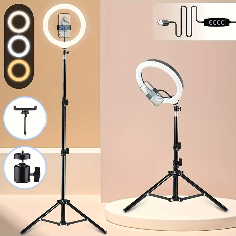 18-Inch Ring Light with Stand, LED Ring Light, with Bag And Mobile Phone Holder, for Smartphone Camera Photography, Live Broadcast, Selfie, Makeup, Studio Photo And Video Recording