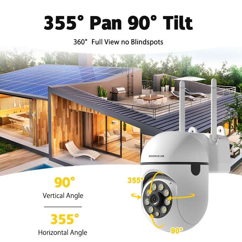 SZSINOCAM 1080P/2.4G Wireless Wifi Camera/Color Night Vision/Two-Way Audio/360-Degree Pan/Tilt/Zoom, AI Motion Tracking And Detection/Home Security Monitoring/Spotlight, And Alarm/Cloud Storage And TF Card Storage.., Property Protection
