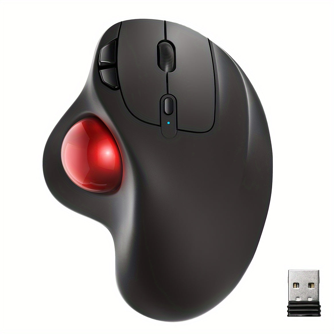 Wireless Trackball Mouse, Rechargeable Ergonomic, Easy Thumb Control, Precise & Smooth Tracking, 3 Device Connection (Wireless Or USB Receiver), Compatible For PC, Laptop, Mac, Windows