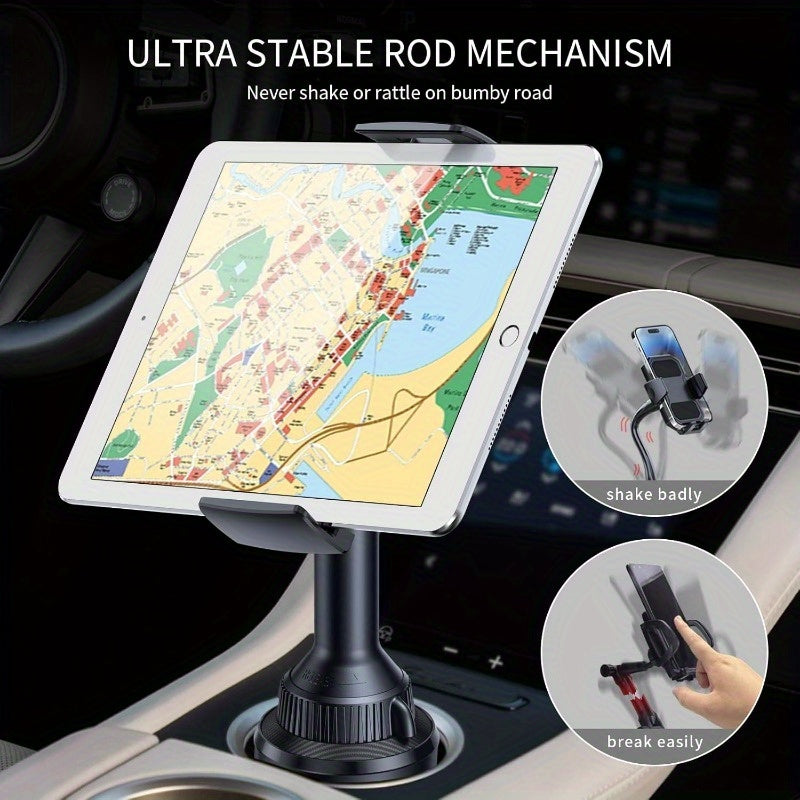 [Adjustable Car Tablet Holder] APPS2 Car Tablet Holder for Car, Adjustable Clamp Mount (Up to 8.3"), 10.57" Height Adjustable Ipad Holder for 4.3"-11" Cell Phones And Tablets, Perfect Travel Companion