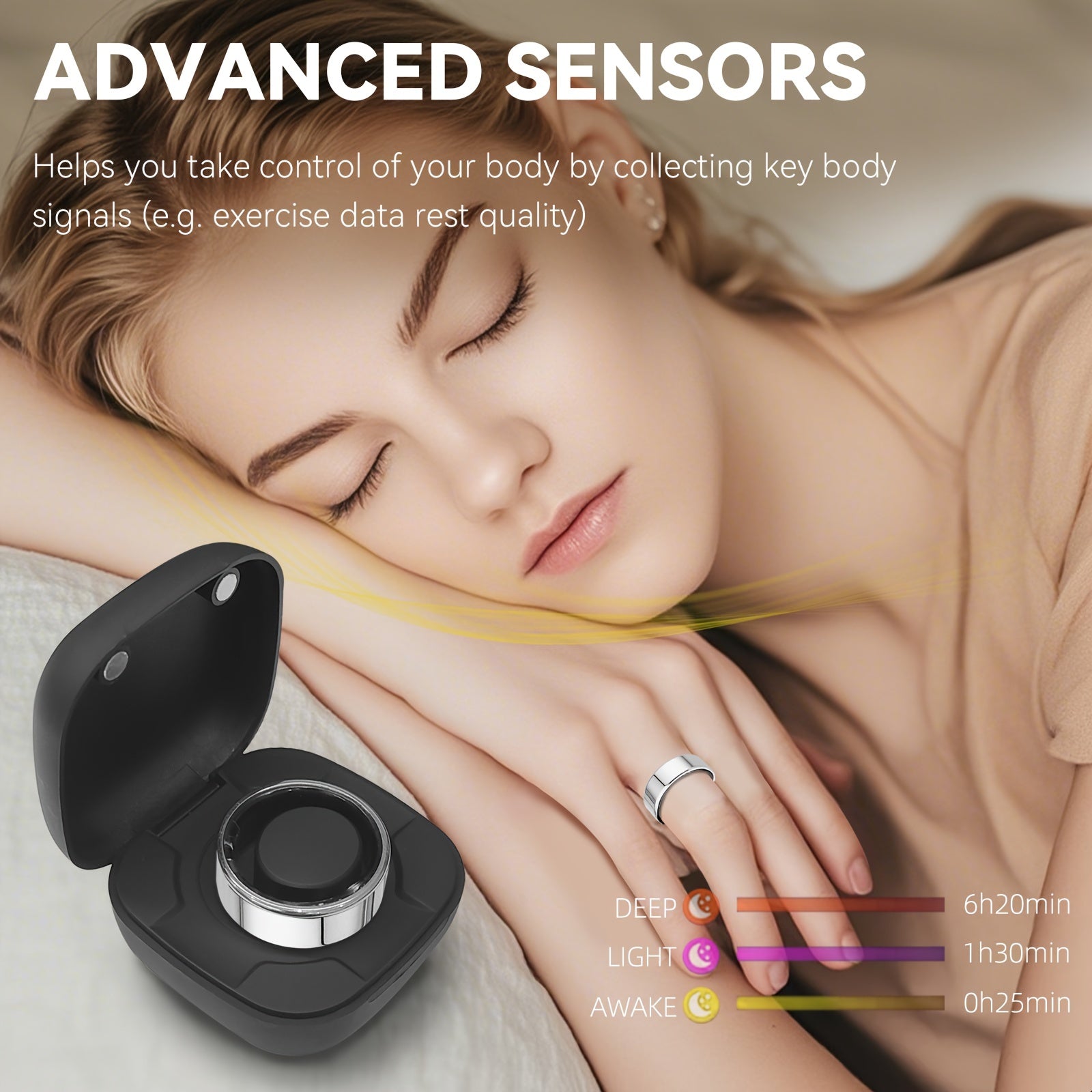 [Holiday Gifts] Smart Ring Health Tracker With Charging Compartment, Step Count Calorie Sleep Monitoring, Suitable For iPhone And Android Devices, Holiday Gifts For Family/Friends/Colleagues, Long Battery Life, Pedometer, Calorie Monitor, Modern Minimalis