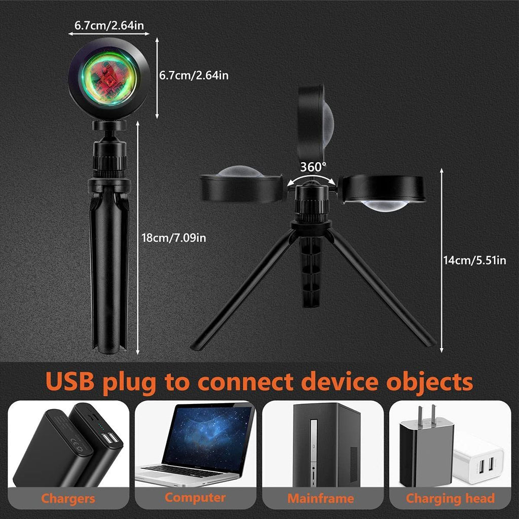 1pc USB Light Compatible with Laptop, USB Interface Electronic Lamp, Computer Accessories, USB Gadgets, RGB Sunset Lamp Projection with Stand And Remote Control, Color Changing Sunset Lighting