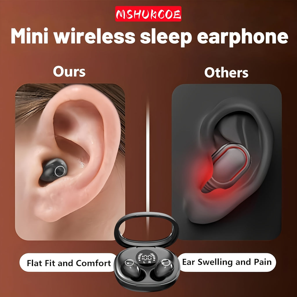 MSHUKCOE Ultra Compact Mini Wireless In Ear Wireless Earphones 5.4- True Wireless, Noise Cancelling, High Fidelity Sound Quality, All Day Invisible Design, Touch Control, USB-C Charging, Choice For Running And Sleeping, Compatible With All Phones