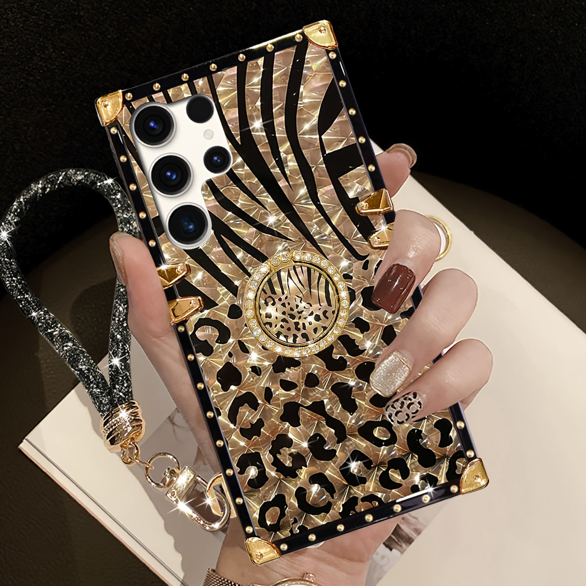 Phone Case: 1 Leopard Patternt Pattern Fashion Brand Anti Drop Rectangular Phone Case. Equipped with A Ring Buckle Bracket. Suitable Compatible with Samsung Galaxy S25Ultra/S25PLUS/S25/S24/ S24FE/S22U/S21U/S24 Ultra 5G/A56 5G/A55/A54/