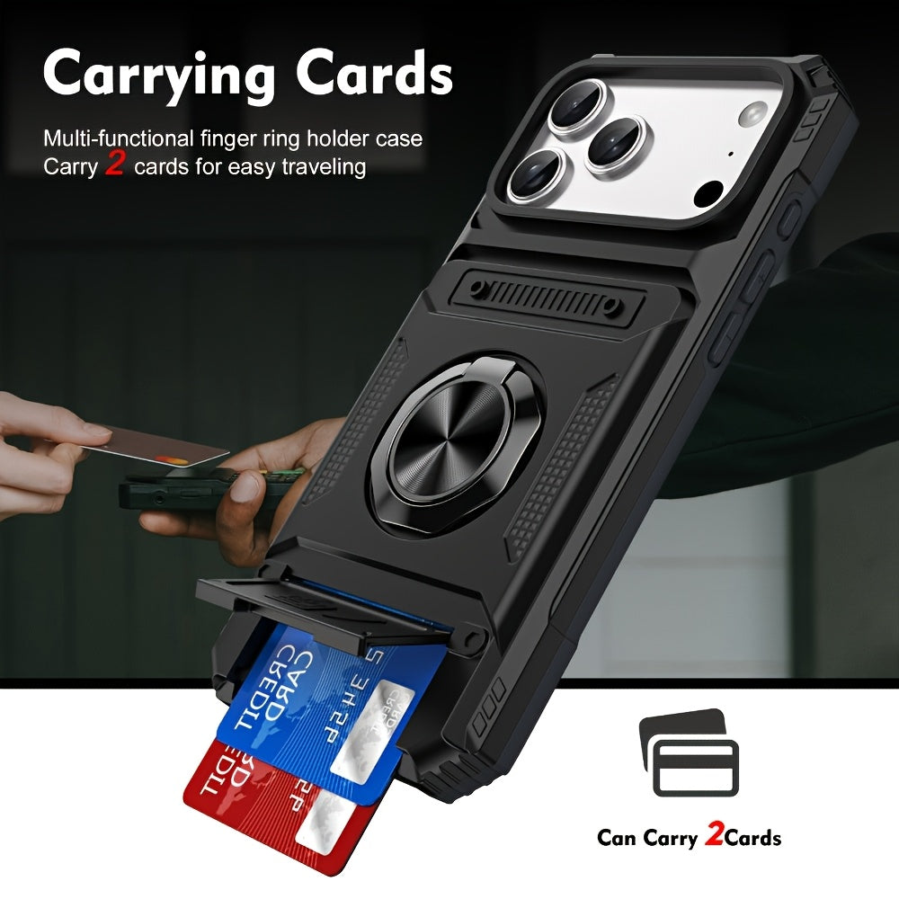 Phone Case: Shockproof with Card Slot, Phone Case & Protective Cover Compatible for IPhone17, 17Air, 17 Pro And 17 Pro Max, for iPhone 16 Pro Max 15 Pro 14 Plus 13 PM 12 11 Mini. Also Fits iPhone 17 Series Models with Card Storage Function.Ring