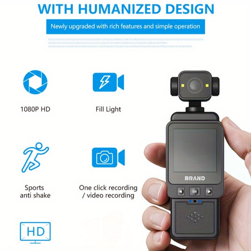 Compact 10180P Action Camera, Lightweight 150g VLOG Camera with 360-degree Rotating Lens, Wearable Pocket Camera for Vlogging and Action Photography, Compact Wearable Security Device, Rechargeable Camera