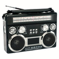 Portable 3-Band Radio with Wireless, Solar Panel, And LED Flashlight, Retro Wireless Speaker, AM/FM/SW Receiver with MP3 Playback, Telescopic Antenna, High Sensitivity, with Leather Handle, AUX/TF/SD, Ideal for Camping