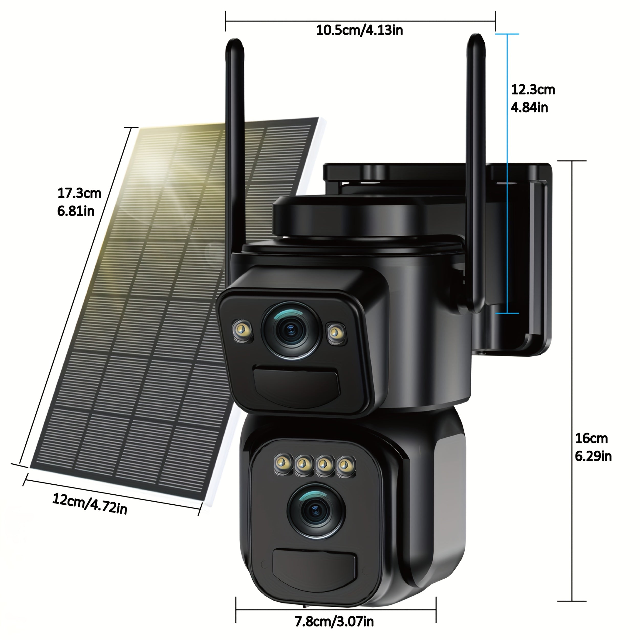 IP66 Waterproof [10x Zoom] 360-degree Low-power CCTV Solar Panel Battery 2K WiFi Camera With Spotlight Alarm, Motion Detection, Color Night Vision, Two-way Audio