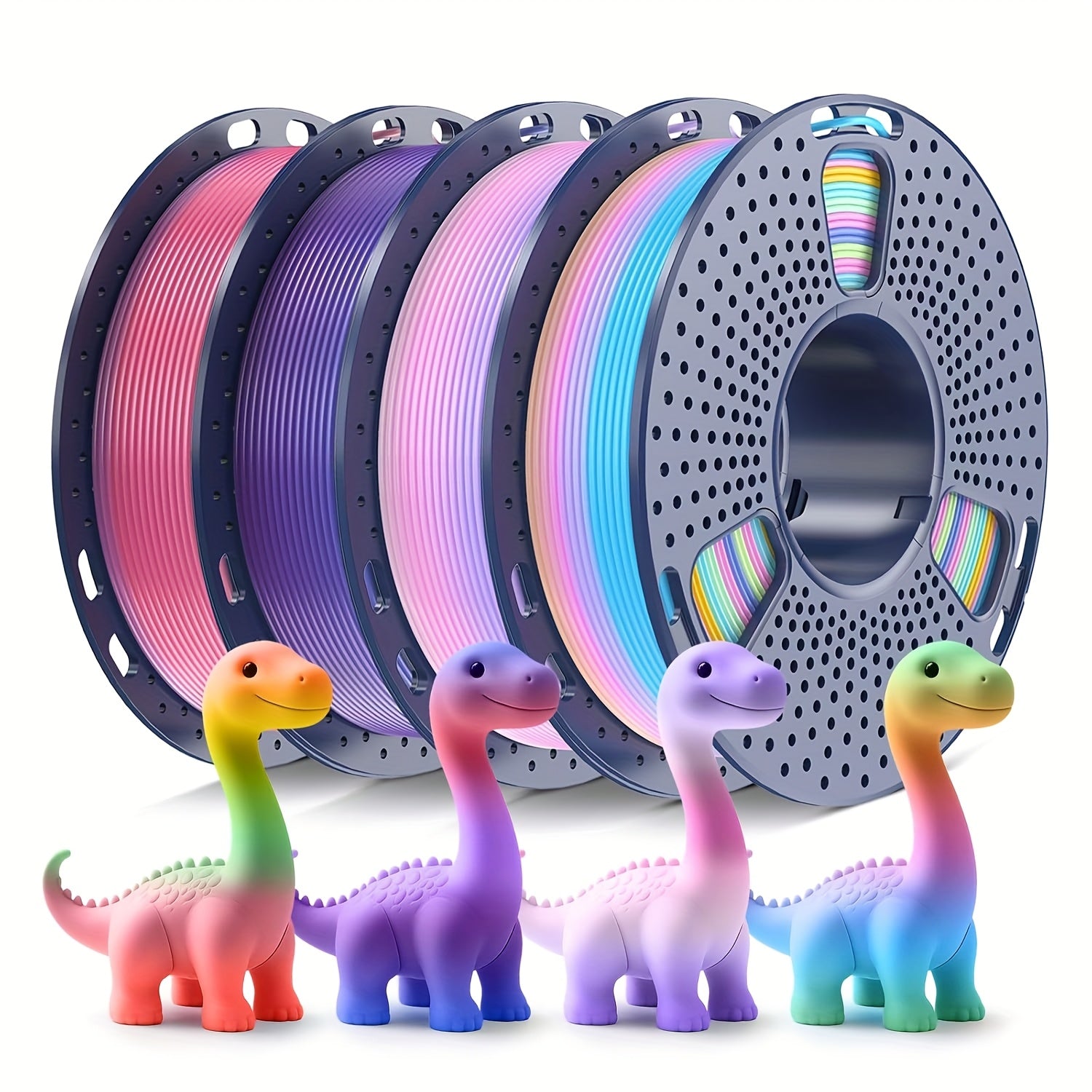 [Rainbow PLA Filament] Sunlu PLA Filament 1.75mm 4*250g Rainbow Bundle, SUNLU 3D Printer Rainbow Color, Fast Color Change Each 8 Meters, 250g Spool, 4 Rolls, Rainbow 01-04