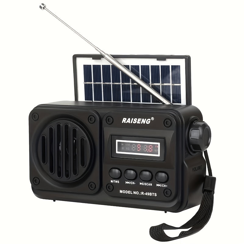 FM Portable Radio, Multi-Functional Radio (R-49BTS), Retro Wireless Wireless Speaker with Solar Panel, Supports USB/TF Card Playback, Digital Radio with Loud Volume, Suitable for Indoor/Outdoor Travel Or Emergency, 250Th Independence Day Gifts