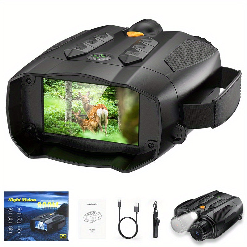 Outdoor Night Vision Goggles with Built-in 3W Illuminator- 200MP HD, 10X Digital Zoom, 5W IR Light, 6H Battery-Ideal for Hunting, Survival & Nighttime Adventures, Night Goggles for Hunting, Outdoor Adventure Equipment, Nighttime Observation, Handsfree Vie