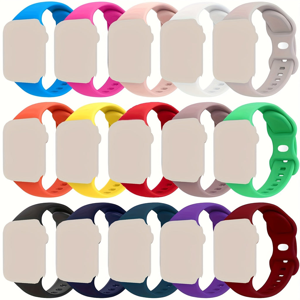 15pcs of Sports Watch Straps That Fit Apple Watch Sizes 44Mm, 45Mm, 46Mm, 49Mm, 42Mm, 41Mm, And 38Mm, Suitable for Both Men And Women. These Soft Silicone Bands Are Designed for Iwatch Series 10, 9, 8, 7, 6, SE, 5, 4, 3, 2, And 1