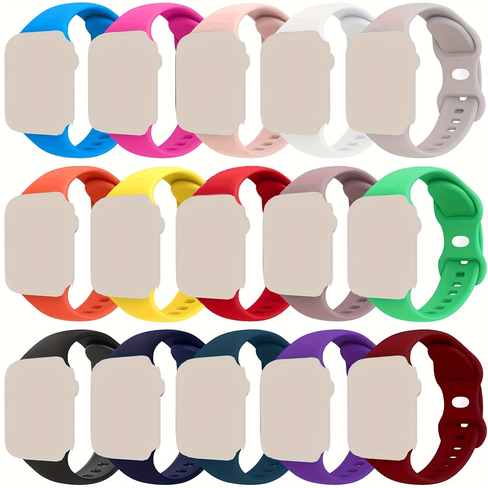 15pcs of Sports Watch Straps That Fit Apple Watch Sizes 44Mm, 45Mm, 46Mm, 49Mm, 42Mm, 41Mm, And 38Mm, Suitable for Both Men And Women. These Soft Silicone Bands Are Designed for Iwatch Series 10, 9, 8, 7, 6, SE, 5, 4, 3, 2, And 1