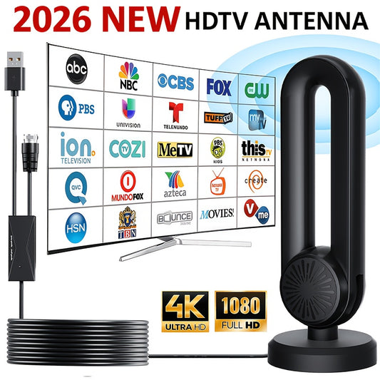 2026 Upgraded HDTV-09 MAX Digital TV Antenna, 250 Miles Long Range, USB Powered, 180° Rotatable, Strong Magnetic Base Mount Anywhere Easily Attach Behind Your TV, Indoor Outdoor Use for Smart & Legacy TVs, Home Car RV, 1080P Full HD 4K UHD Reception
