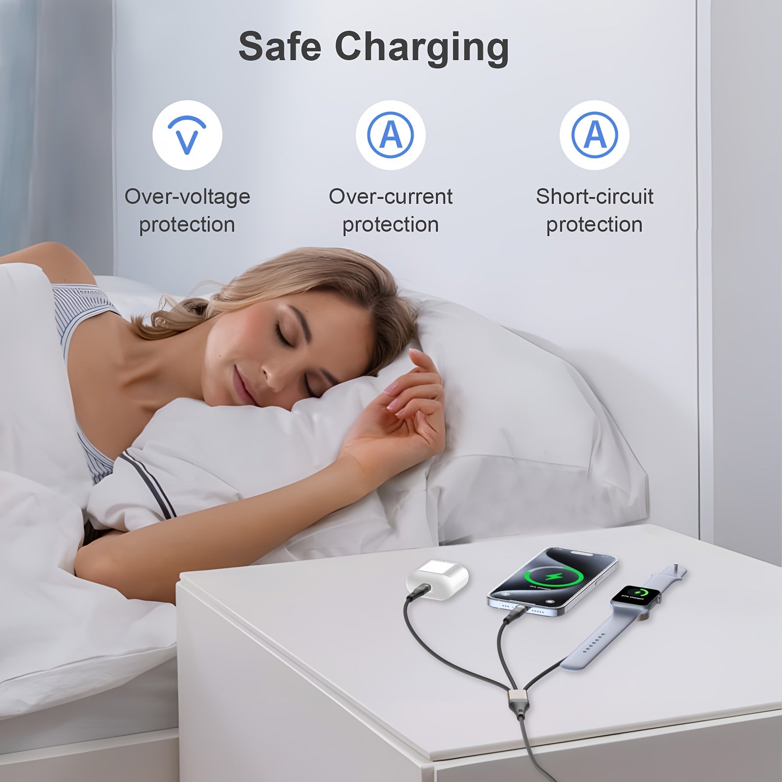 Set of 2, 3-In-2 Multi Charging Cable Designed for Fast Charging for Apple Watch. It Features a Portable USB C/A Connection Compatible with Iwatch Ultra/Series 10/9/8/7/6/SE2/5/4/3/2 And for Iphone 16/15/14/Galaxy