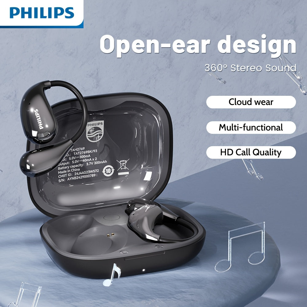New Philips BT5. 4 Wireless Earphones Wireless Earbuds for Running Sports, Over-Ear Headphones Earphones with Earhooks, Noise Cancelling Headset Built-in Mic TAT2769