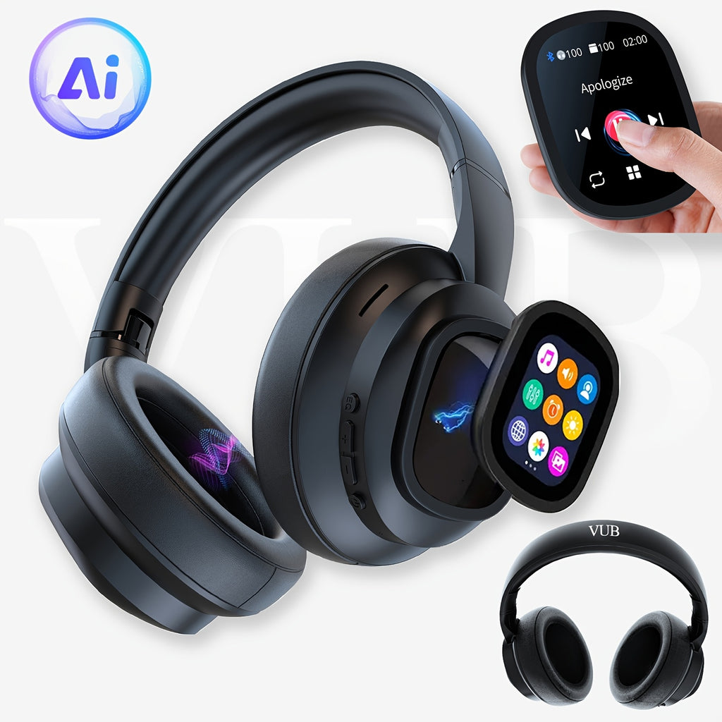 New Hybrid Active Noise-cancelling Headphones(with Touchscreen), Intelligent AI Translation, Remote Control Photography, Wireless Headphones with Microphone, Soft Ear Pads, Multiple EQ Bass, Comfortable Fit Ear Cups, Suitable for Tablets