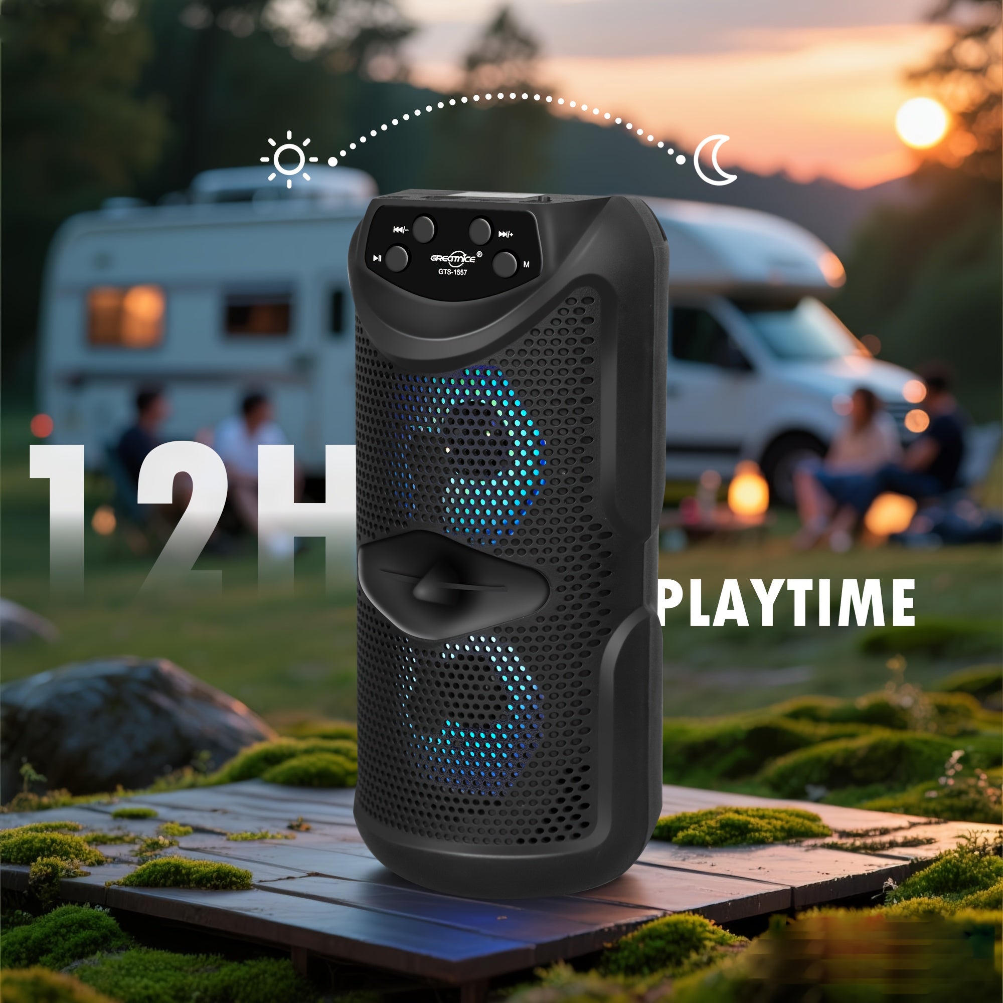 Compact Wireless Speaker for Outdoors with Illumination, Exceptional Sound Quality, Extended Battery Life, Tf-Card Slot, Wireless 5.3, TWS Pairing Capability, Mini Wireless Speaker for Outdoor Use, Perfect Gift Suggestions