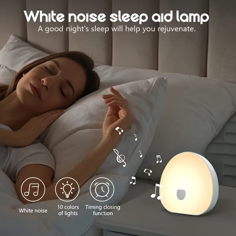 1 RGB White Noise Smart Light, Portable USB Rechargeable Sleep Device with 1200mAh Battery, Touch Control, Color Changing, Timer Function, Suitable for Home/Office Use with Various Soothing Sounds, White Noise, White Noise Machine