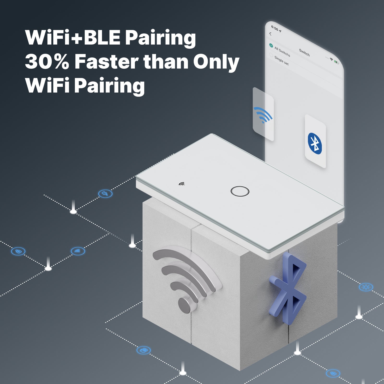 MOES Smart Switch Wifi White Touch Wall Switch No Neutral Wire Required Works with Alexa Google Home App Control Timer Function 110V Single Pole No Hub Easy Install
