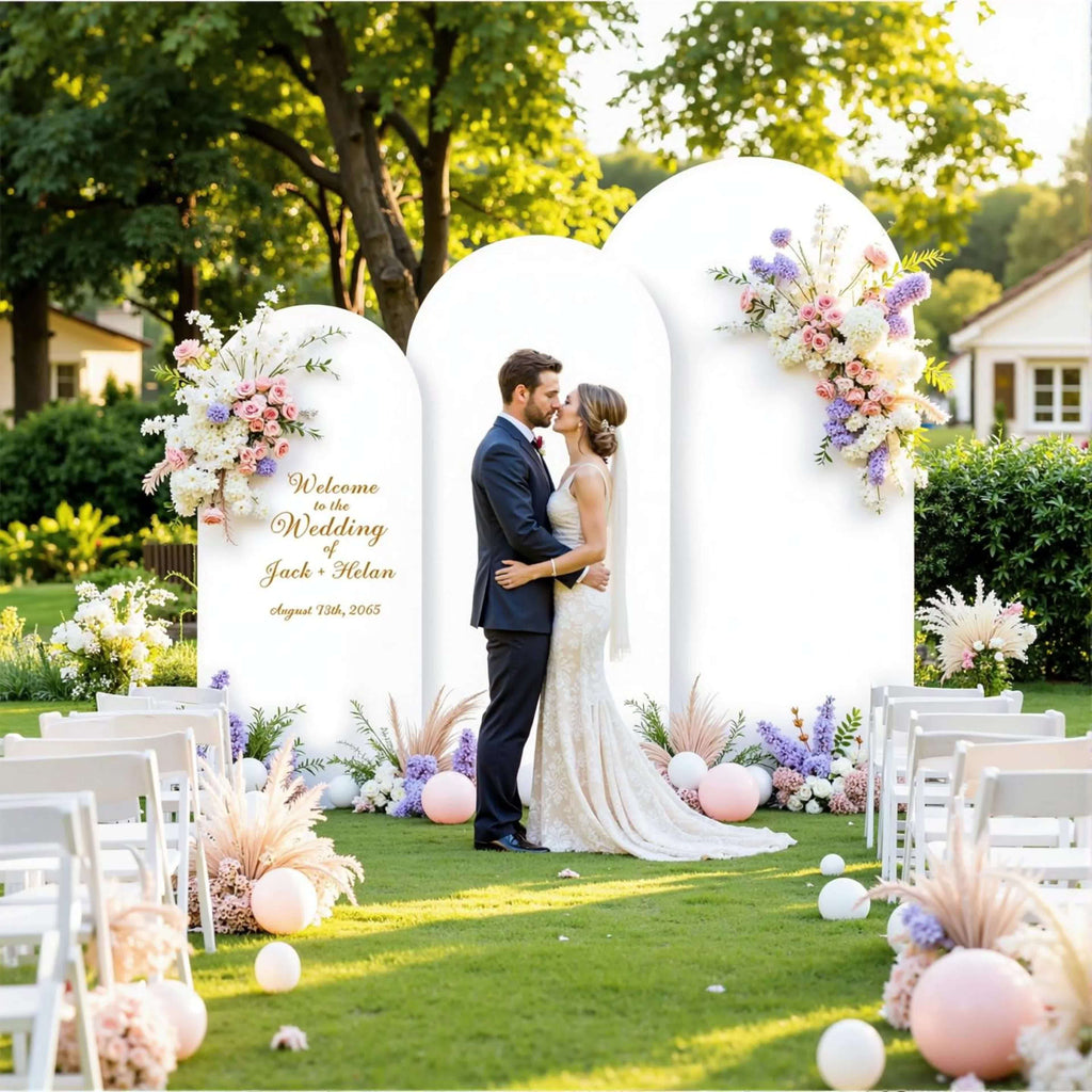 2D Flat, Two Different-sized And Styled Wedding Arch Banner Covers with Stretchable, Wear-resistant And Wrinkle-free Fabric, Tight-fitting Arch Covers Suitable for Wedding Ceremonies, Gender Reveals And Birthday Parties.