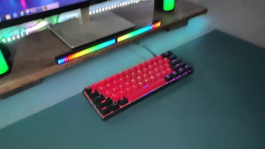 Snpurdiri 61-Key Device, Wired 60% Mechanical Gaming Keyboard with Green Switches, Compact And Portable, Designed for Windows Laptops in Black And Red