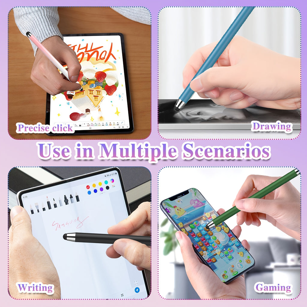 [Universal Stylus Pen] 10pcs 2-in-1 Universal Stylus Pen | for iPad, iPhone, Android, Samsung Galaxy, Tablets, Laptops, Chromebooks - Includes 10 Styluses & 20 Tips, All Touch Screens, Students, Back-to-School Gift