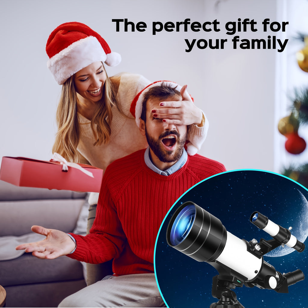 150X Telescope, 70mm Aperture Telescope For Adults High Power, Portable Monocular Telescope With Tripod Phone Holder, Eyepiece, Barlow Lens, Perfect Telescope For Nature Viewing, Education, Ideal Gifts For Lovers And Family Members