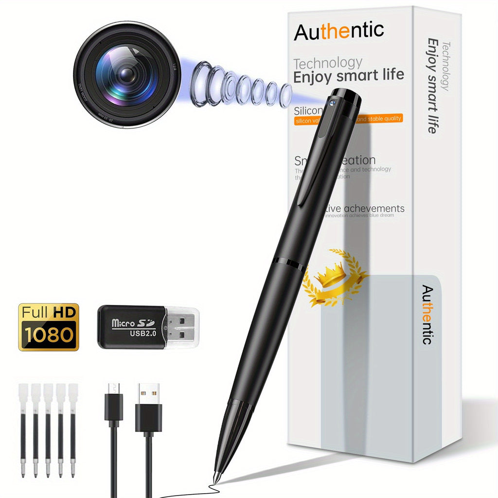 1080P Pen Camera Includes 64GB Memory Card Portable Night Vision AI Motion Detection Long Standby Time Writing Recording Meetings Lectures Interviews