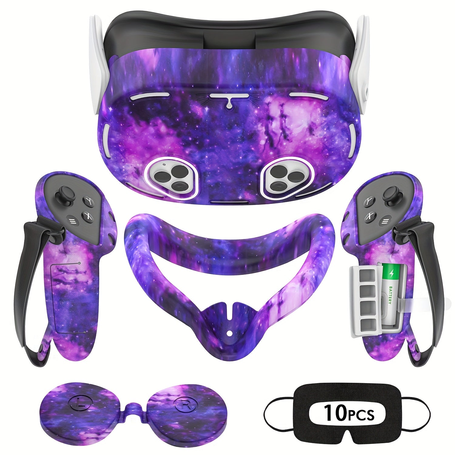 For Meta Quest 3S Silicone Cover Set Compatible With for meta\ quest 3S Accessories, VR Silicone Face Cover, VR Shell Cover, Touch Controller Grip Case, Camera Lens Protector Cover For Meta Quest 3S Accessories Halloween, Christmas Gifts