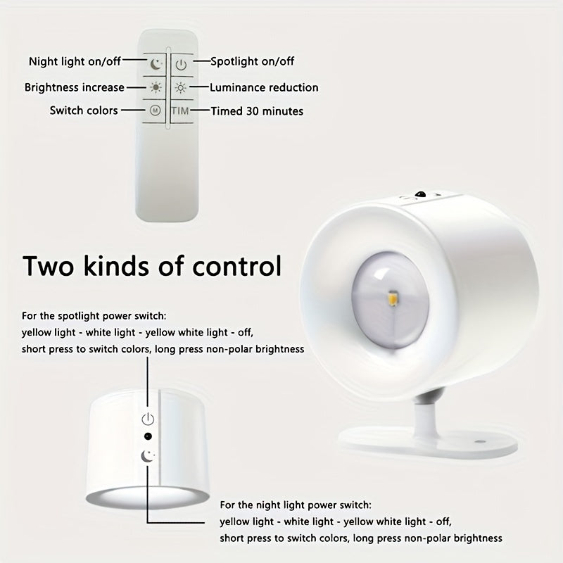 2-Pack GVTCO Modern LED Wall Sconce Smart Light, Innovative Decorative Strip Light with Remote Control, Room Bedside Wall Lamp, USB Rechargeable Touch 3-Level Dimmable Tri-Color Temperature Corridor Light, 360° Rotatable Magnetic Reading Light