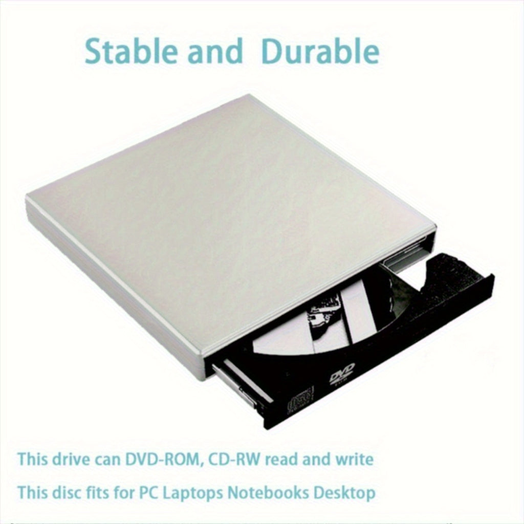 External DVD CD/DVD-ROM CD-RW Player Portable External CD-RW Drive DVD-RW Burner Recorder Player for Laptop Desktop Computer with Storage Bag