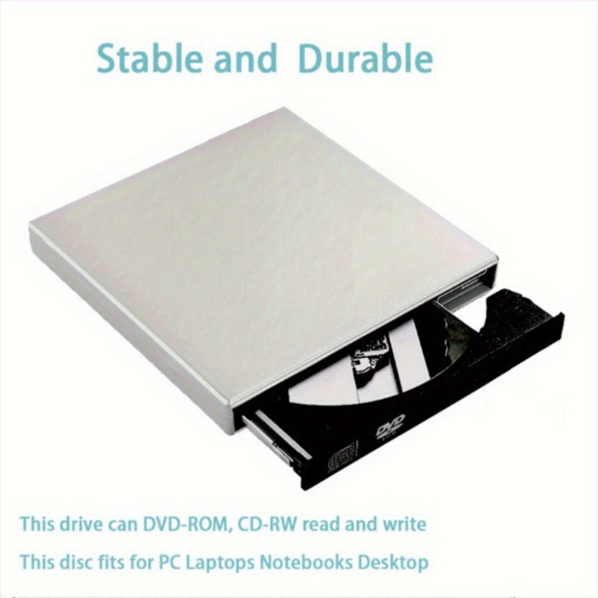 External DVD CD/DVD-ROM CD-RW Player Portable External CD-RW Drive DVD-RW Burner Recorder Player for Laptop Desktop Computer with Storage Bag