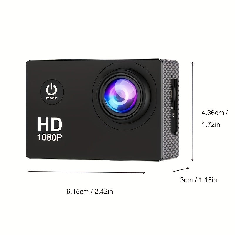 HD 1080P Action Camera for Outdoor Sports, Featuring a 2.0-Inch LCD And 170° Wide-Angle Lens, Perfect for Swimming, Rock Climbing, And Cycling. an Ideal Gift for Birthdays And Holidays