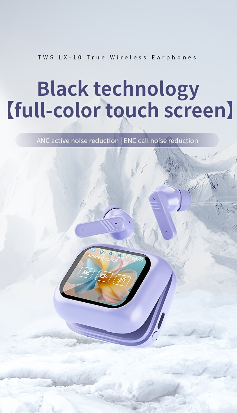 Smart Earphones With Touchscreen, Touch Screen Earbuds, Wireless Headphones Wireless 5.4, Touch Buds With LED Screen, ANC/ENC Noise Cancelling, 48H Playtime, For Work, Sport