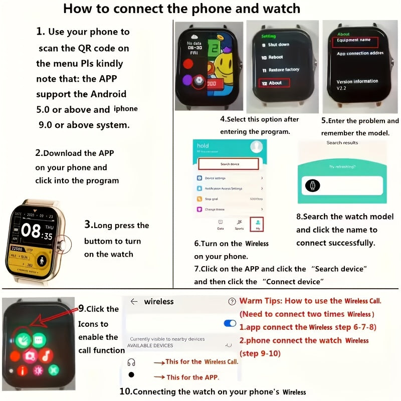 1.83-inch Full Touch Screen Men's And Women's Smartwatches, USB Rechargeable, with Wireless Calling And Message Reminders, Dual TPU Strap, Multiple Exercise Modes Outdoor Fitness Watch, Exercise Recording Pedometer, Email Display, Activity Tracker