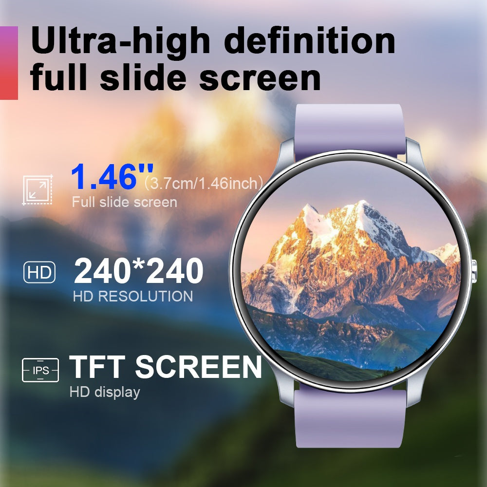 GWENLAND Smart Watch - 1. 46" HD Touchscreen, IP68, 100+ Sports Modes, Sedentary Reminder, Music Control, Remote Photo, Answer/Dial/Reject Calls, Black Silicone Strap, Perfect Valentine's Day Gift for Him or Her, Fitness Tracker|Modern Smartwatch|Durable