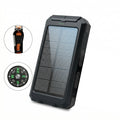 20000mAh Portable Solar Power Bank, Portable Solar Mobile Phone Charger, Camping External Battery Charger for Mobile Phones, 2 USB/ LED Flashlights with Compass for Outdoor Activities