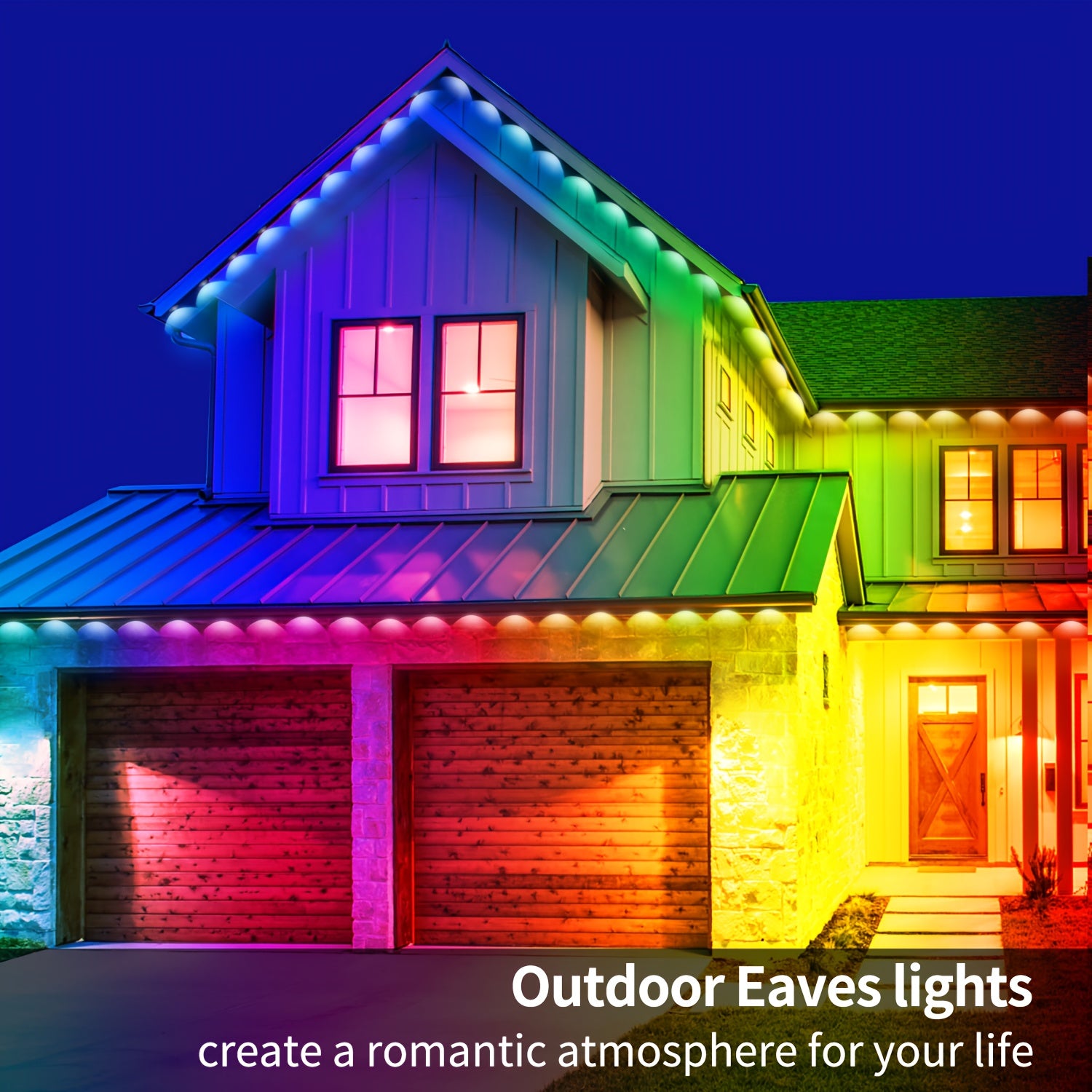 [RGB Eaves Lights] 500Ft Permanent Outdoor Light, RGB Eaves Lights, Scene Modes Outdoor Under Eave Lighting, Led Lights for Decor, Garden Decor, House, Party