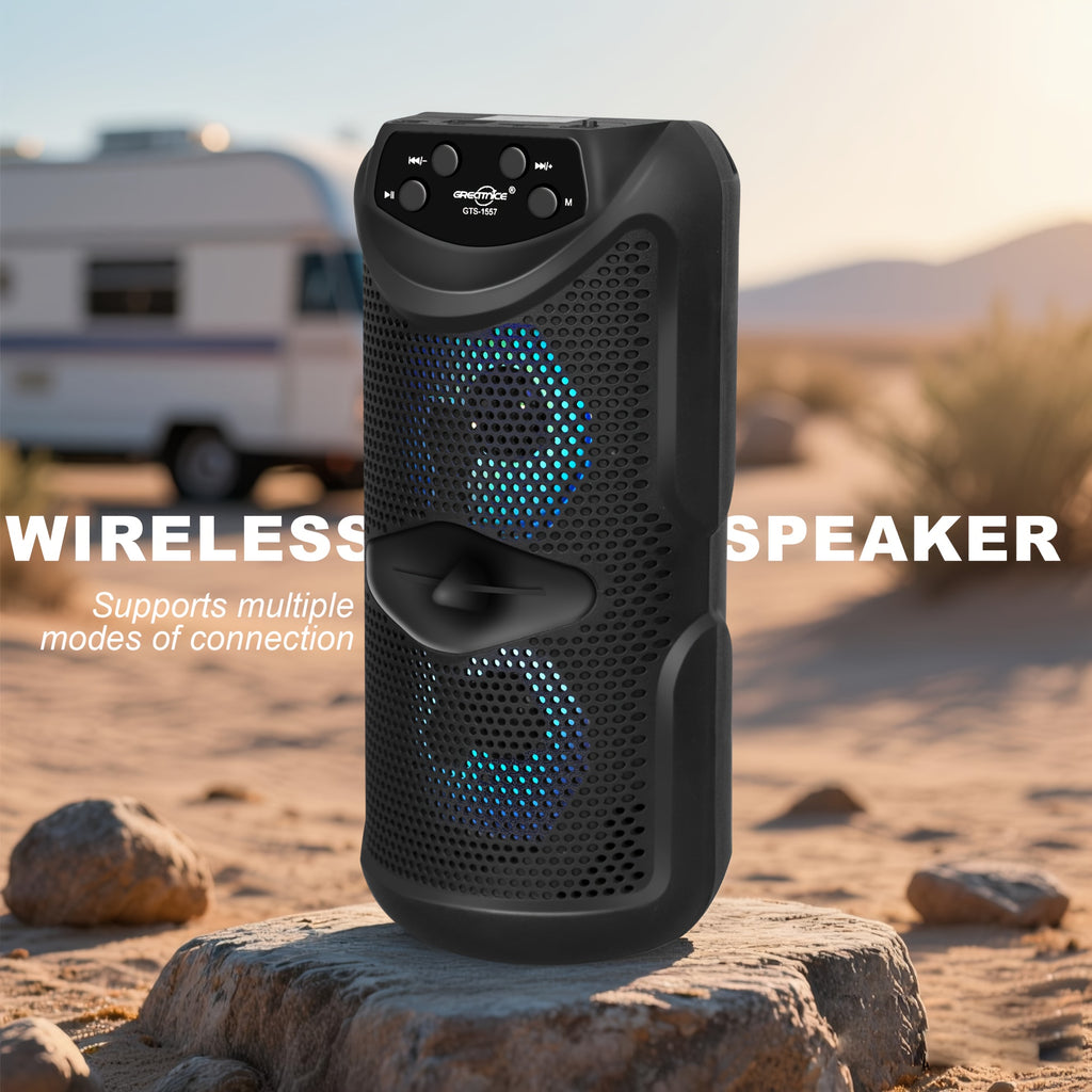 Compact Wireless Speaker for Outdoors with Illumination, Exceptional Sound Quality, Extended Battery Life, Tf-Card Slot, Wireless 5.3, TWS Pairing Capability, Mini Wireless Speaker for Outdoor Use, Perfect Gift Suggestions