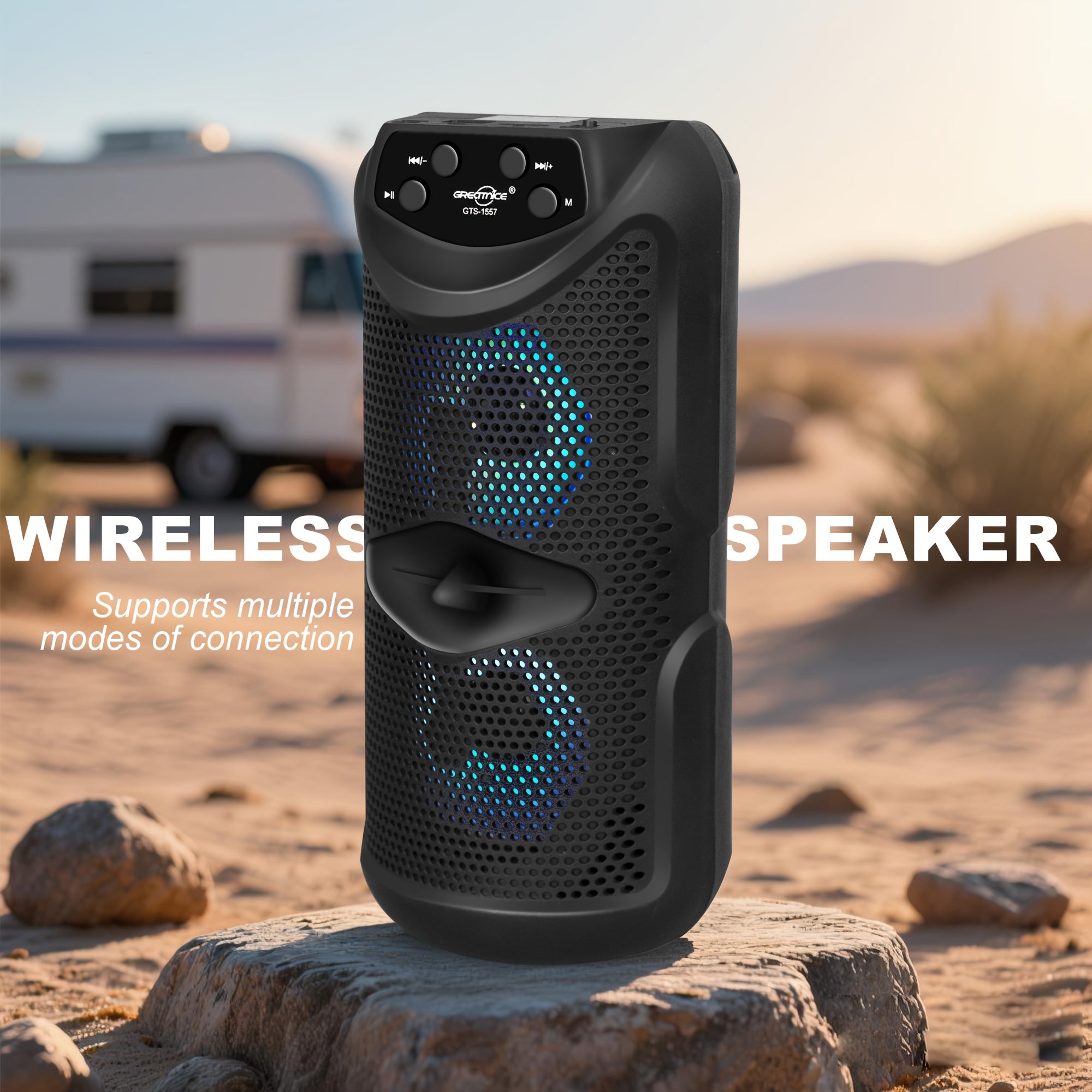 Compact Wireless Speaker for Outdoors with Illumination, Exceptional Sound Quality, Extended Battery Life, Tf-Card Slot, Wireless 5.3, TWS Pairing Capability, Mini Wireless Speaker for Outdoor Use, Perfect Gift Suggestions