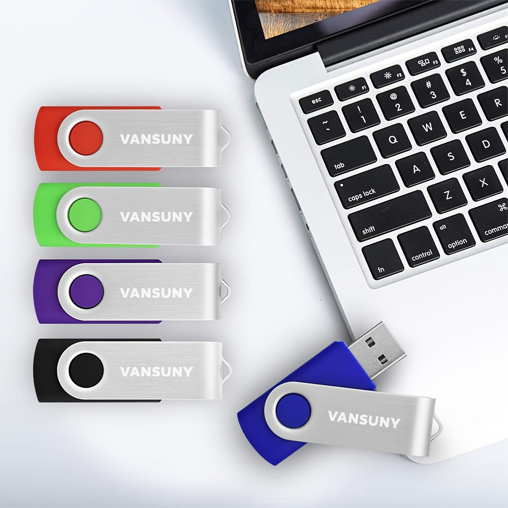5 Packs Of 64GB USB Stick USB Flash Drive Thumb Drive 5 Packs Of 4GB/8G/16GB/32GB/64GB Rotary USB Drive Memory Stick Jump Drive USB 2.0 Flash Drive Zip Drive Pen Drive (5 Colors)