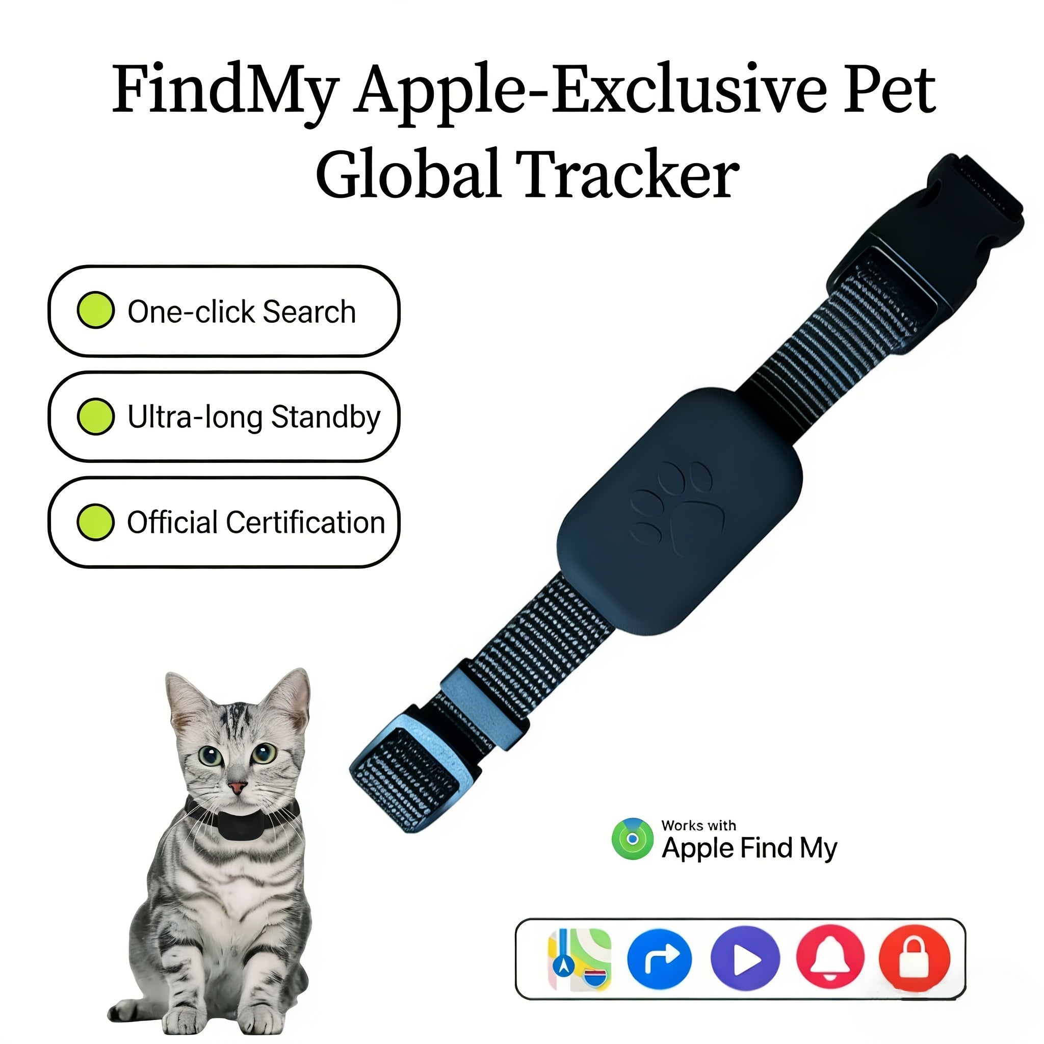 Cat Tracking Collar, Pet GPS Dual-system Tracking Collar, Anti-lost, Smart Positioning Tracking, Suitable for Cats And Dogs, Adjustable Collar And Tracker, Puppy Tracking Collar