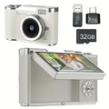1080P HD Digital Camera Designed for Vlogging, Featuring a 2.4-Inch LCD Screen And Rechargeable Capabilities. Ideal for Beginners, It Comes with a 32GB Card for Photos, Videos, And Webcam Use, Making It a Perfect Gift for Thanksgiving, New Year
